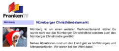 RTL Franken-TV Nachrichten vom 22.12.2009 Video: Nürnberger Christhündlesmarkt